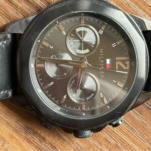 Tommy Hilfiger Black and Silver Chronograph Watch